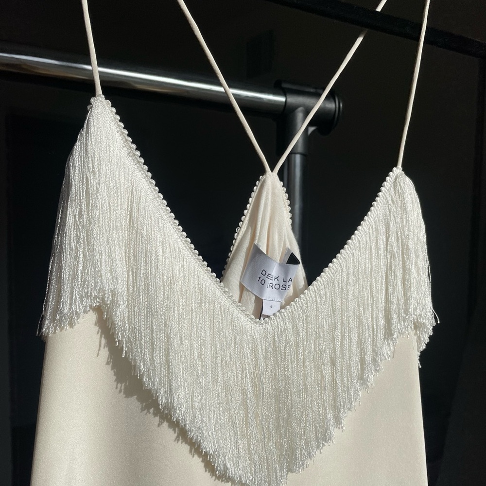 NWT DEREK LAM 10 CROSBY Silk Fringe Cami  | Boho Western Size 6 Classic Summer - Picture 3 of 7